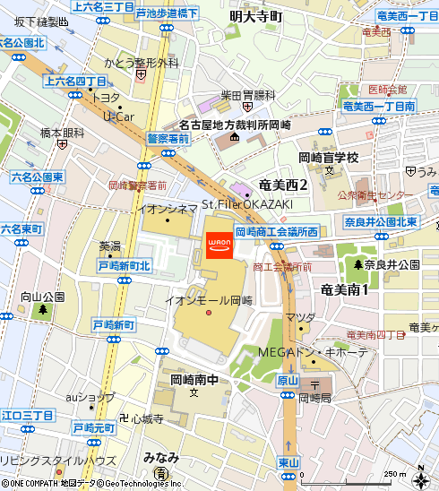 イオン岡崎南店付近の地図